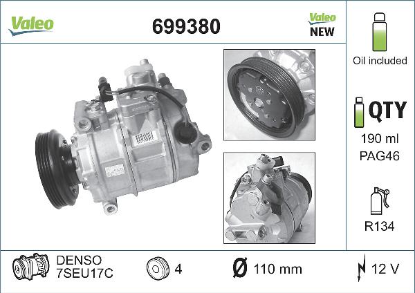 Valeo 699380 - Compressore, Climatizzatore www.autoricambi360.it