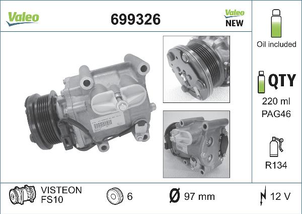 VALEO 699326 - Compressore, Climatizzatore www.autoricambi360.it