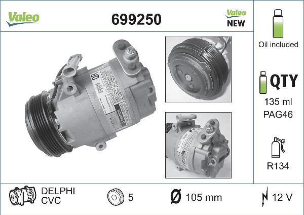 VALEO 699250 - Compressore, Climatizzatore www.autoricambi360.it