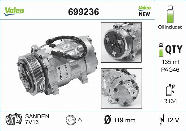 VALEO 699236 - Compressore, Climatizzatore www.autoricambi360.it
