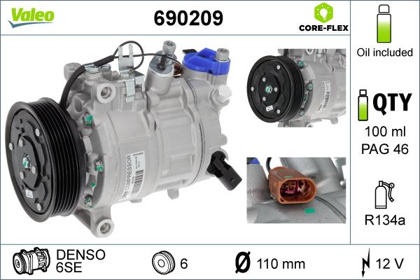 Valeo 690209 - Compressore, Climatizzatore www.autoricambi360.it