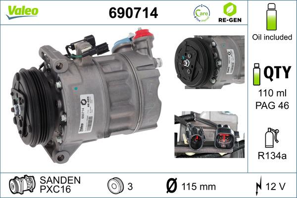 VALEO 690714 - Compressore, Climatizzatore www.autoricambi360.it