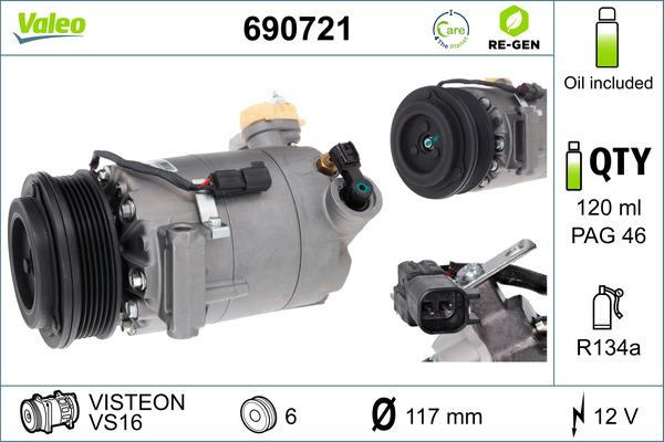 VALEO 690721 - Compressore, Climatizzatore www.autoricambi360.it