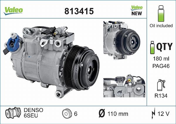 VALEO 813415 - Compressore, Climatizzatore www.autoricambi360.it