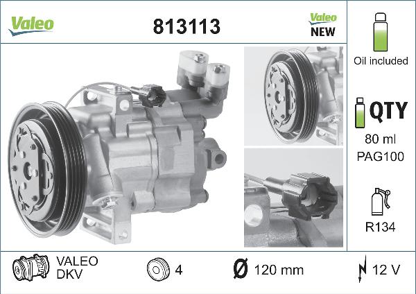Valeo 813113 - Compressore, Climatizzatore www.autoricambi360.it