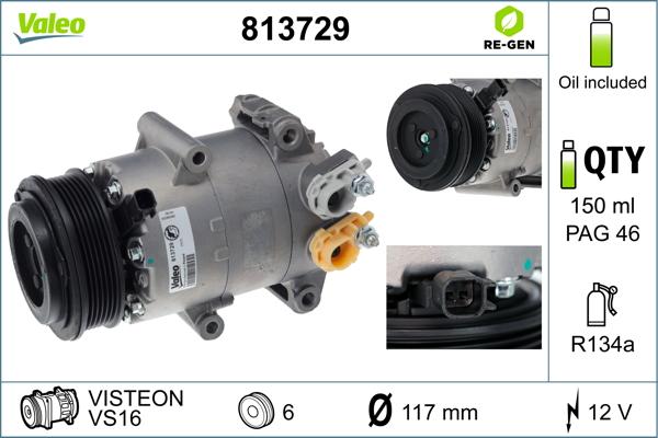 VALEO 813729 - Compressore, Climatizzatore www.autoricambi360.it