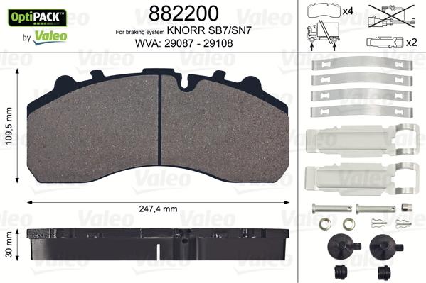 VALEO 882200 - Kit pastiglie freno, Freno a disco www.autoricambi360.it