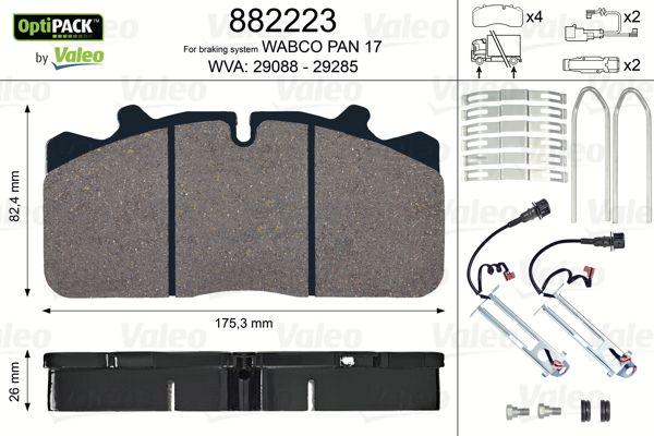 VALEO 882223 - Kit pastiglie freno, Freno a disco www.autoricambi360.it