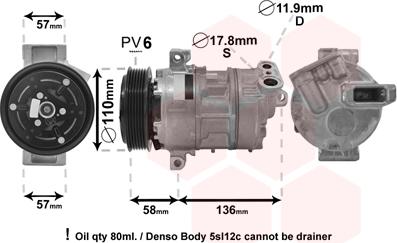 Van Wezel 1700K446 - Compressore, Climatizzatore www.autoricambi360.it