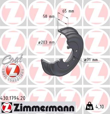 Zimmermann 430.1794.20 - Tamburo freno www.autoricambi360.it
