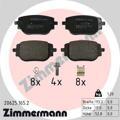 Zimmermann 20625.165.2 - Kit pastiglie freno, Freno a disco www.autoricambi360.it