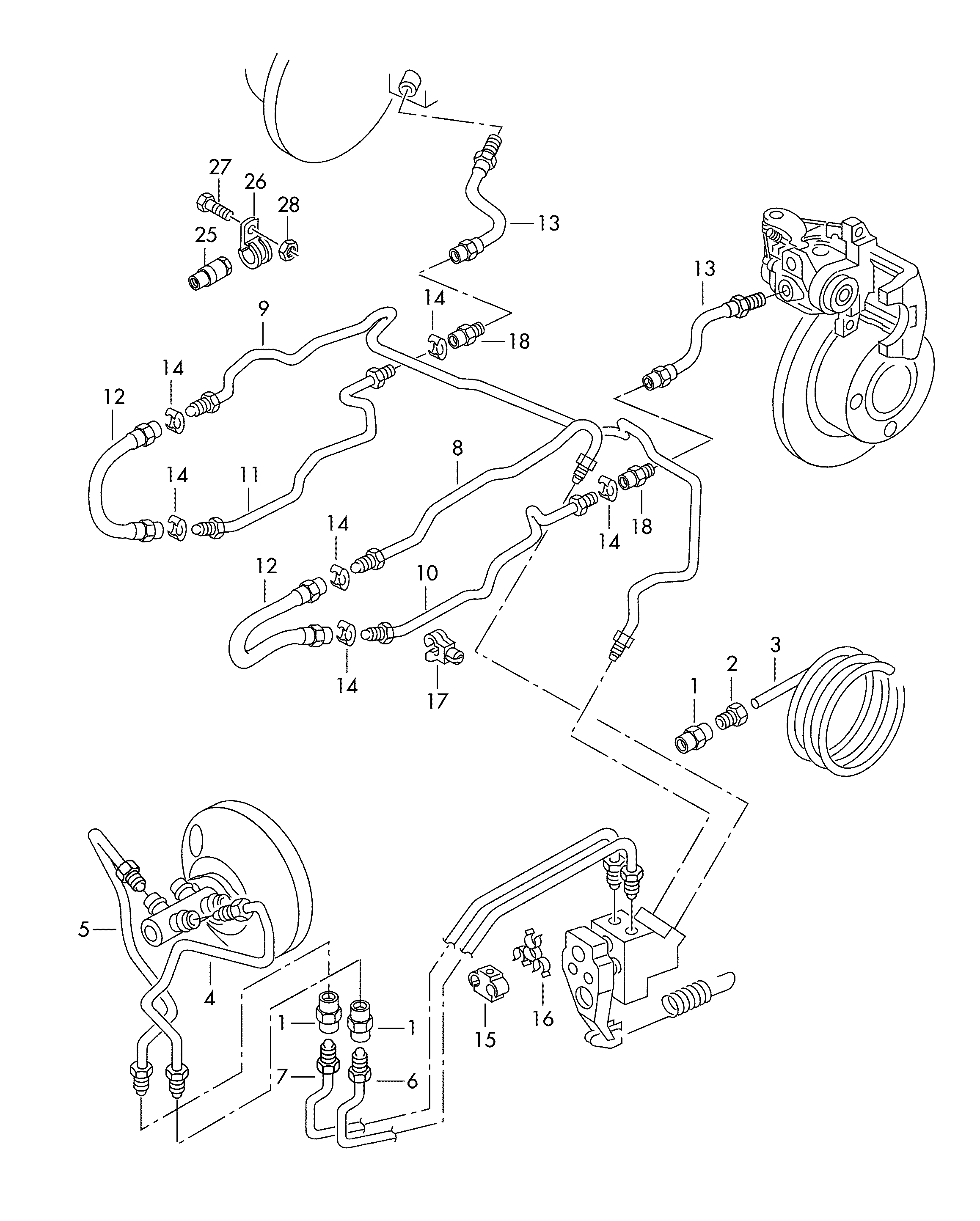 VAG 433 611 775 A - Flessibile del freno www.autoricambi360.it