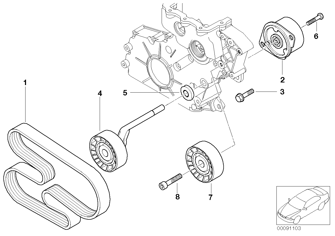 BMW 11 28 7 807 021 - Galoppino / Guidacinghia, Cinghia Poly-V www.autoricambi360.it