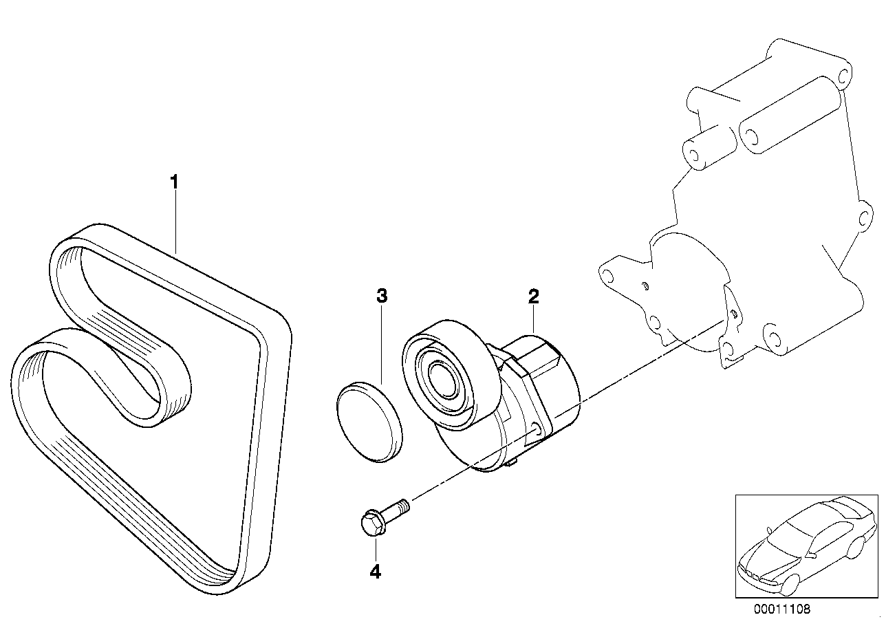BMW 11 28 1 432 104 - Tendicinghia, Cinghia Poly-V www.autoricambi360.it
