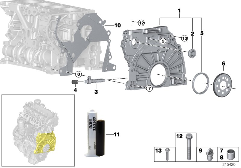 BMW 11 14 7 797 491 - Guarnizione, Carter distribuzione www.autoricambi360.it