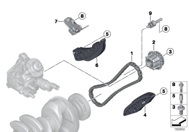 BMW 13 52 8 573 158 - Pattino, Catena distribuzione www.autoricambi360.it