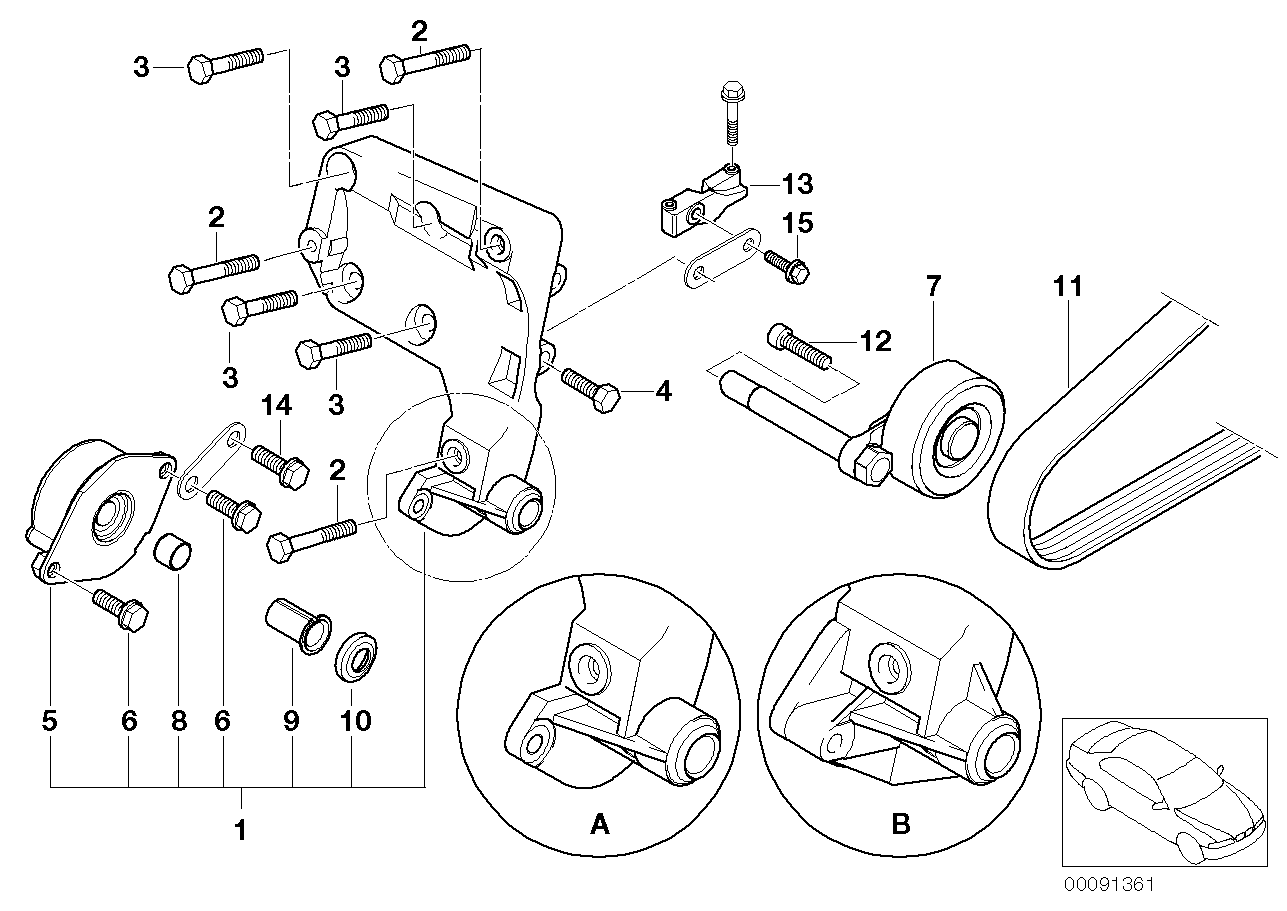 BMW 64 55 2 354 034 - Galoppino / Guidacinghia, Cinghia Poly-V www.autoricambi360.it