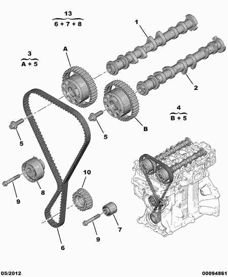 PSA 16 086 842 80 - Kit cinghie dentate www.autoricambi360.it