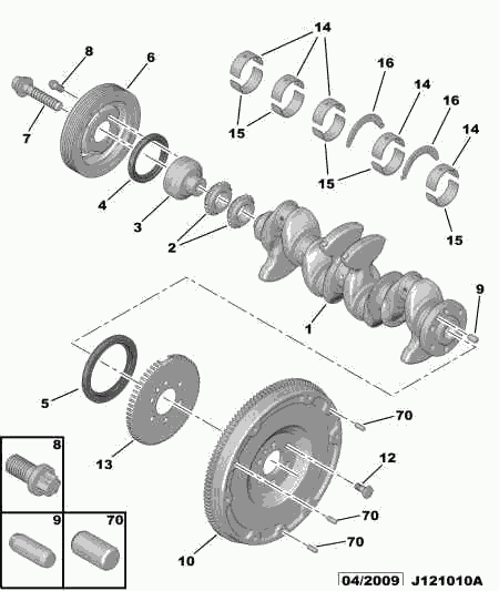 PSA 98 043 479 80 - Puleggia cinghia, Albero a gomiti www.autoricambi360.it