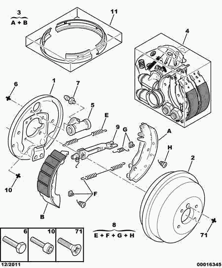 PSA 4241 K3 - Kit ganasce freno www.autoricambi360.it