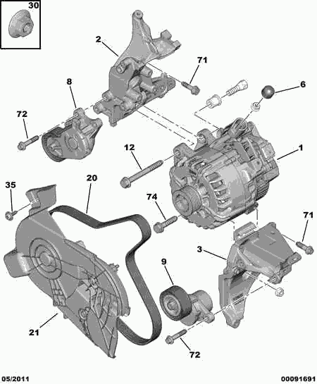 PSA 5703 A4 - Puleggia cinghia, Alternatore www.autoricambi360.it