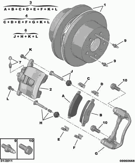 PSA 4254 69 - Kit pastiglie freno, Freno a disco www.autoricambi360.it