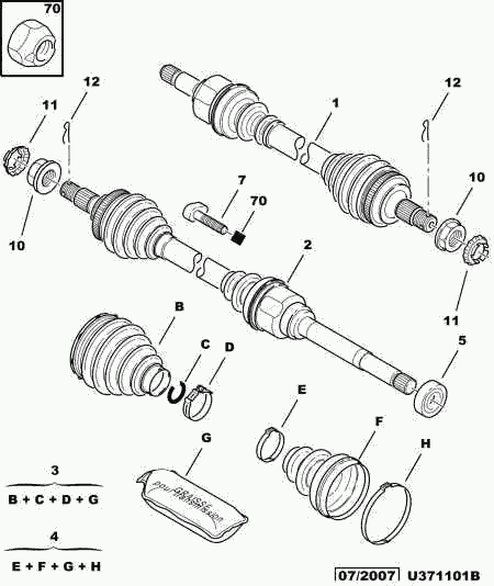 PSA 3 29 733 - Dado, Fuso dell'asse www.autoricambi360.it