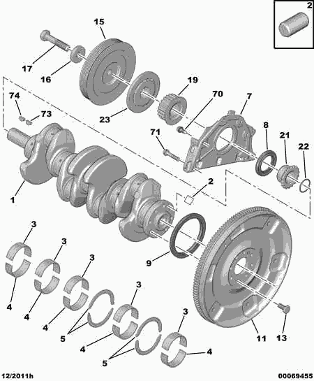 PSA 0515 V9 - Puleggia cinghia, Albero a gomiti www.autoricambi360.it