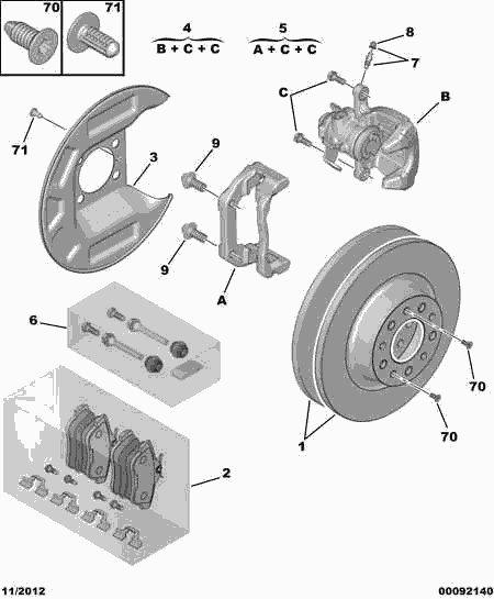PSA 4253 68 - Kit pastiglie freno, Freno a disco www.autoricambi360.it