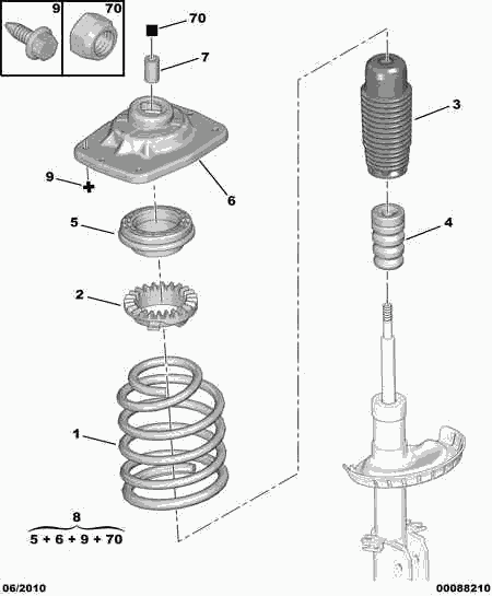 PSA 5038 E9 - Supporto ammortizzatore a molla www.autoricambi360.it