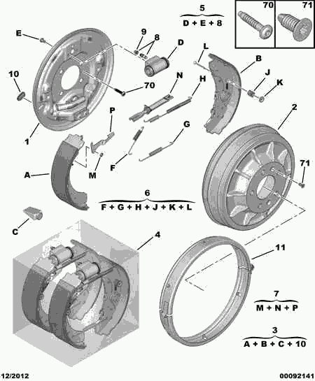 PSA 4241 N4 - Kit ganasce freno www.autoricambi360.it