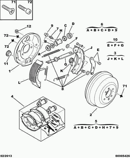 PSA 4241 K8 - Kit ganasce freno www.autoricambi360.it