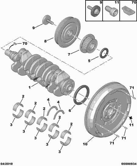 PSA 0515 T3 - Puleggia cinghia, Albero a gomiti www.autoricambi360.it