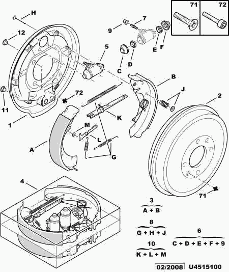 PSA 4241 L6 - Kit ganasce freno www.autoricambi360.it