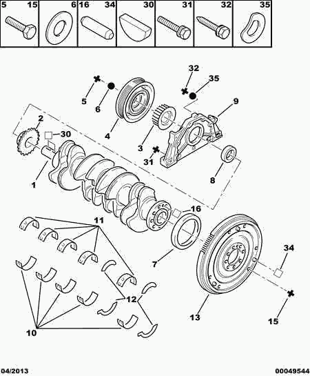 PSA 0515.K6 - Puleggia cinghia, Albero a gomiti www.autoricambi360.it