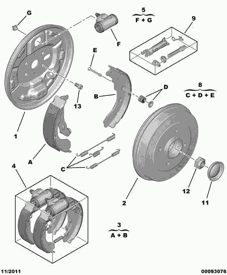 PSA 4241 N3 - Kit ganasce freno www.autoricambi360.it
