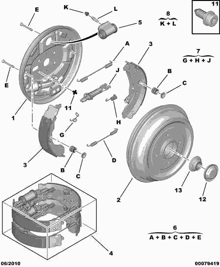 PSA 4241 P1 - Kit ganasce freno www.autoricambi360.it