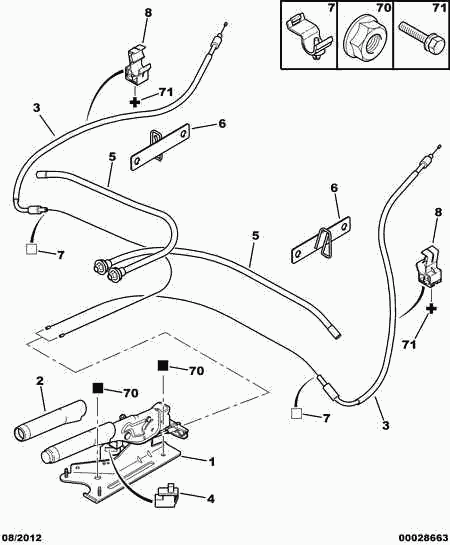 PSA 4745 V0 - Cavo comando, Freno stazionamento www.autoricambi360.it