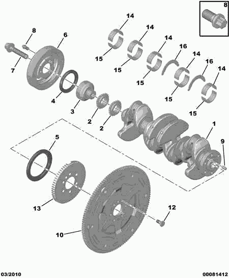 PSA 0515-T2 - Puleggia cinghia, Albero a gomiti www.autoricambi360.it