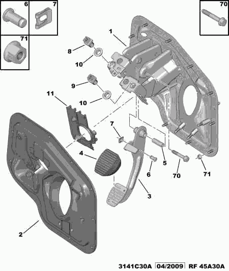 PSA 4504 17 - Rivestimento pedale, Pedale del freno www.autoricambi360.it
