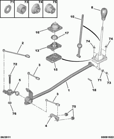 PSA 2454 F5 - Kit riparazione, Leva cambio www.autoricambi360.it