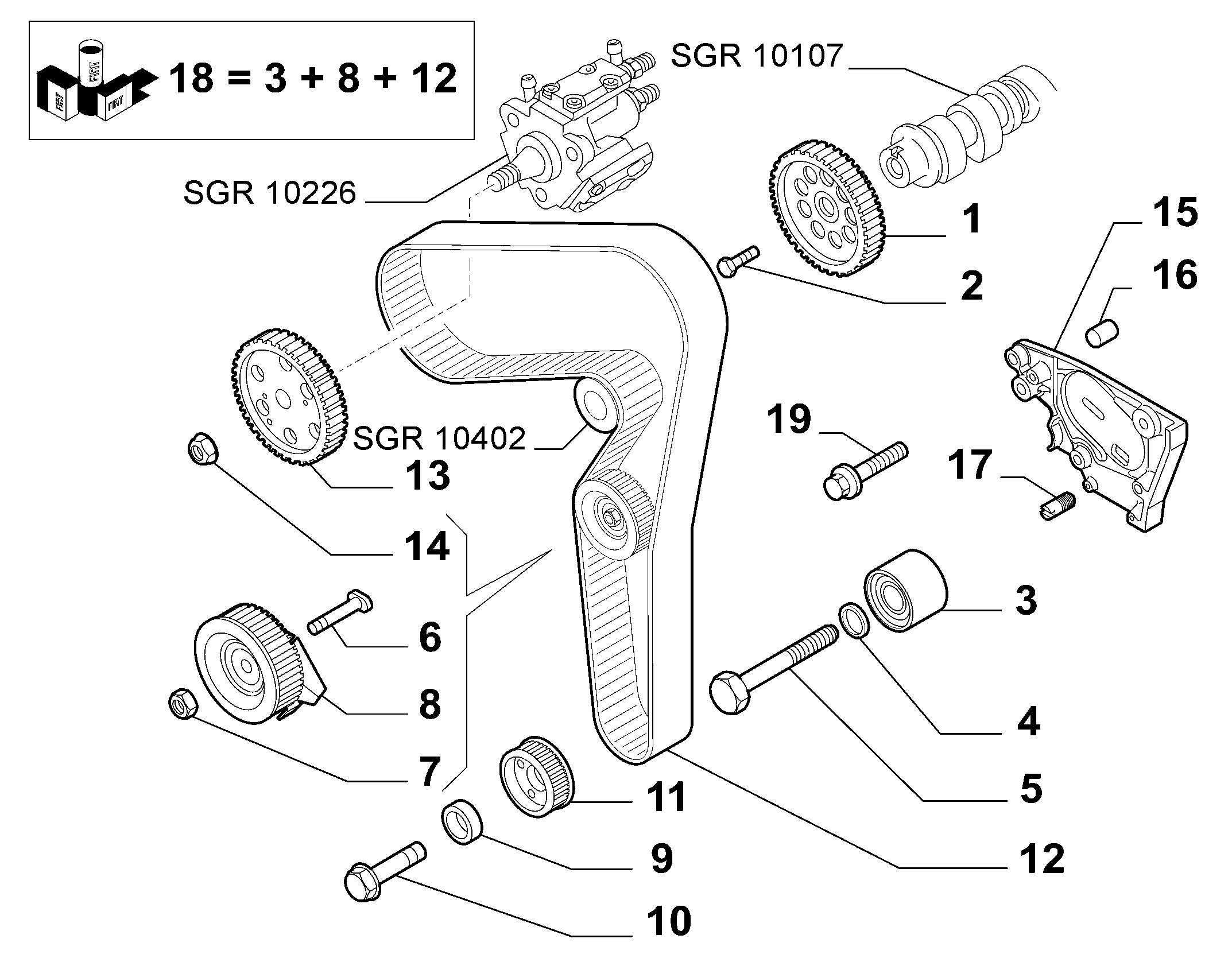 FCA 55190876 - Pompa acqua + Kit cinghie dentate www.autoricambi360.it