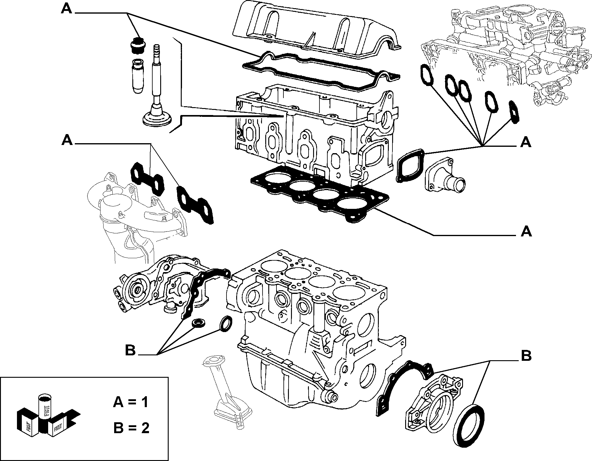 FCA 71736317 - Kit guarnizioni, Monoblocco www.autoricambi360.it