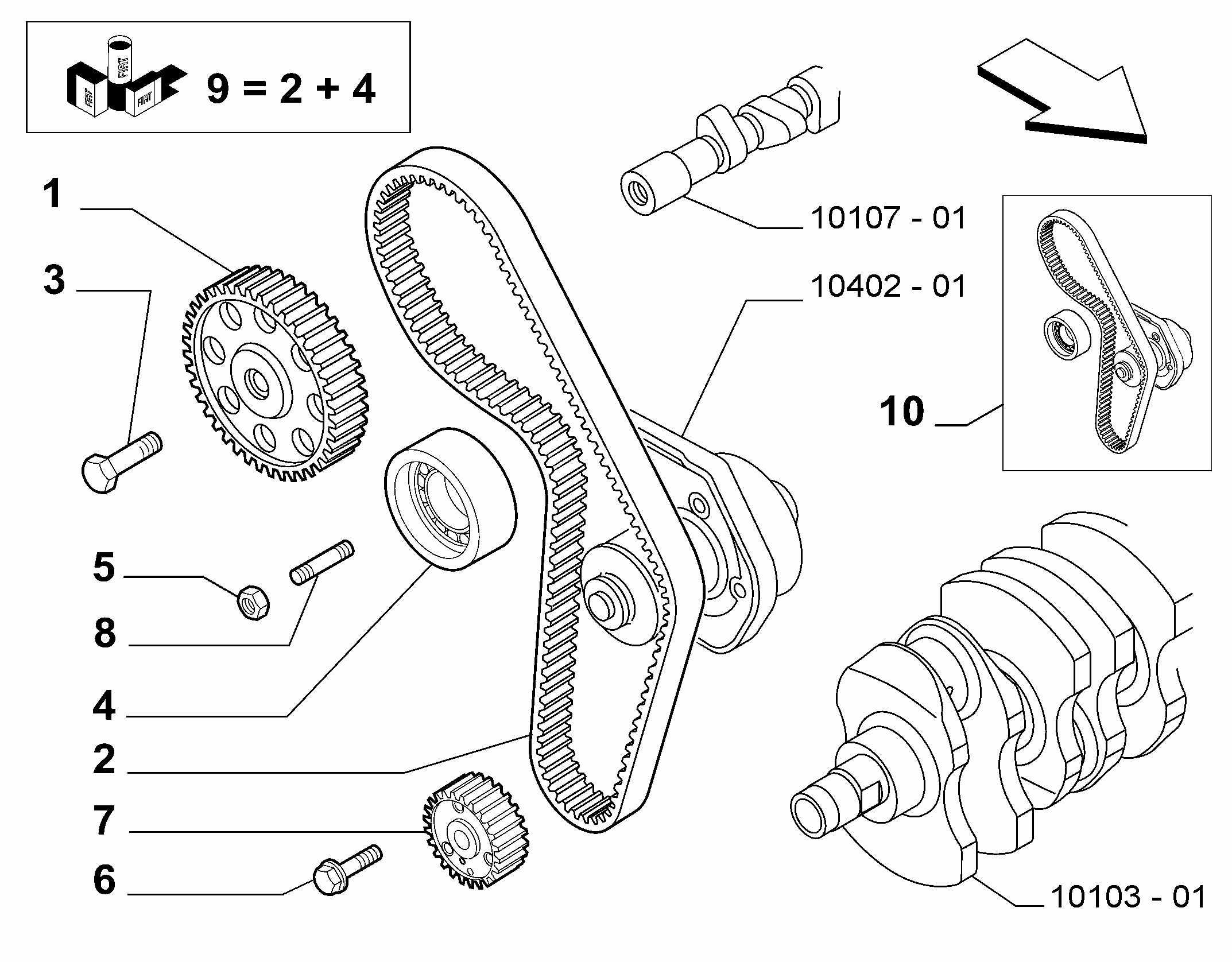 FCA 71771575 - Pompa acqua + Kit cinghie dentate www.autoricambi360.it