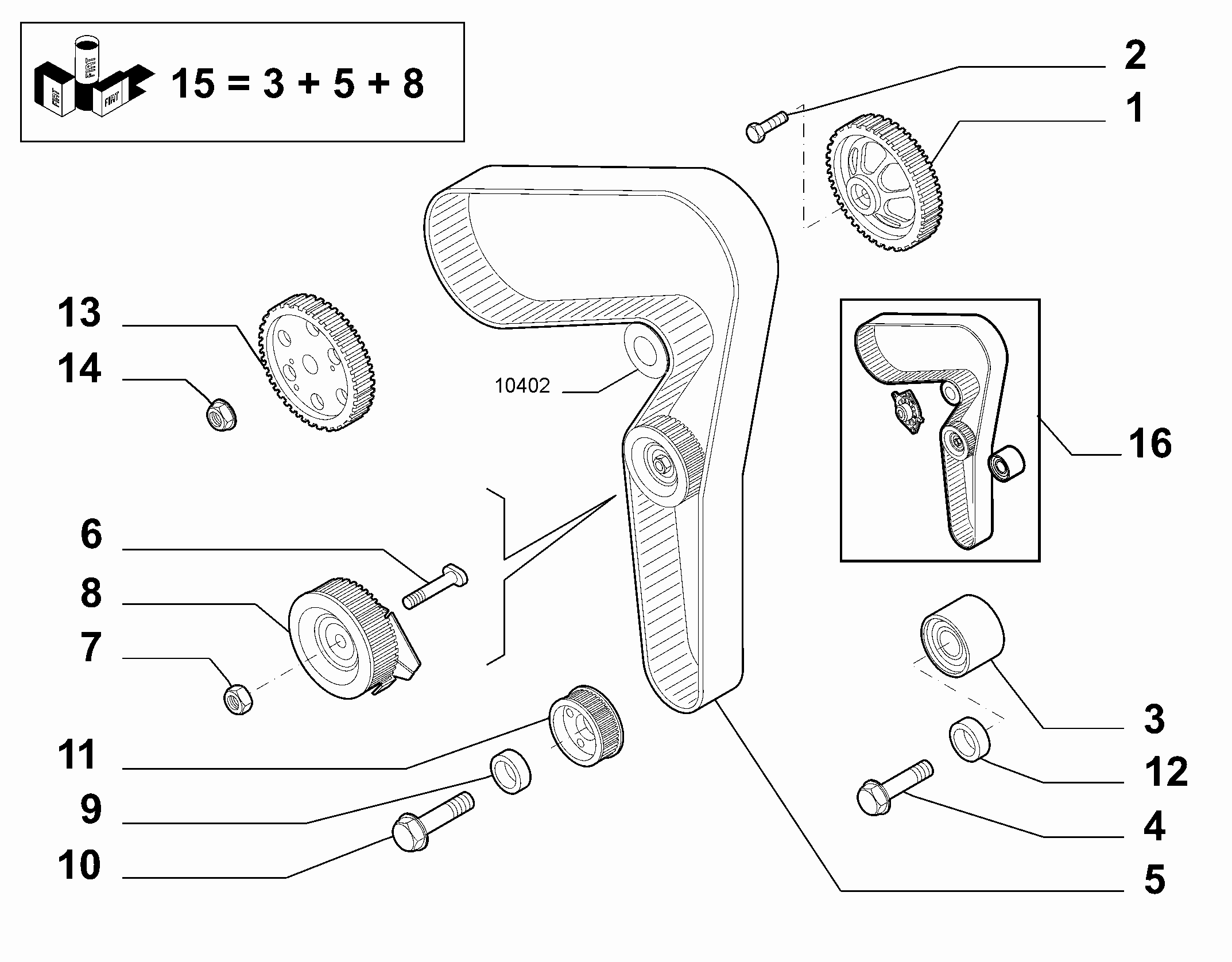 FCA 777 8565 - Pompa acqua + Kit cinghie dentate www.autoricambi360.it