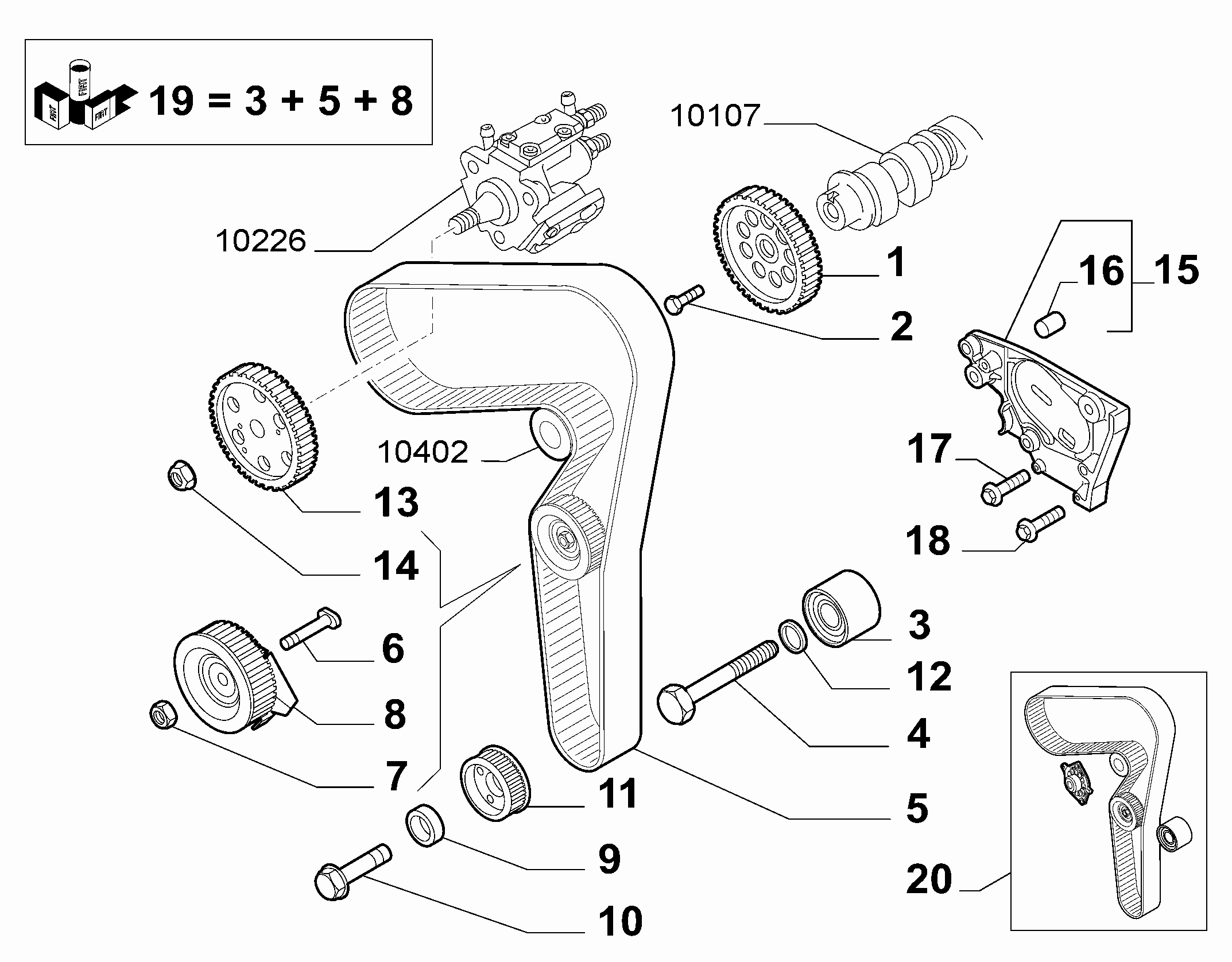 FCA 55190553 - Kit cinghie dentate www.autoricambi360.it