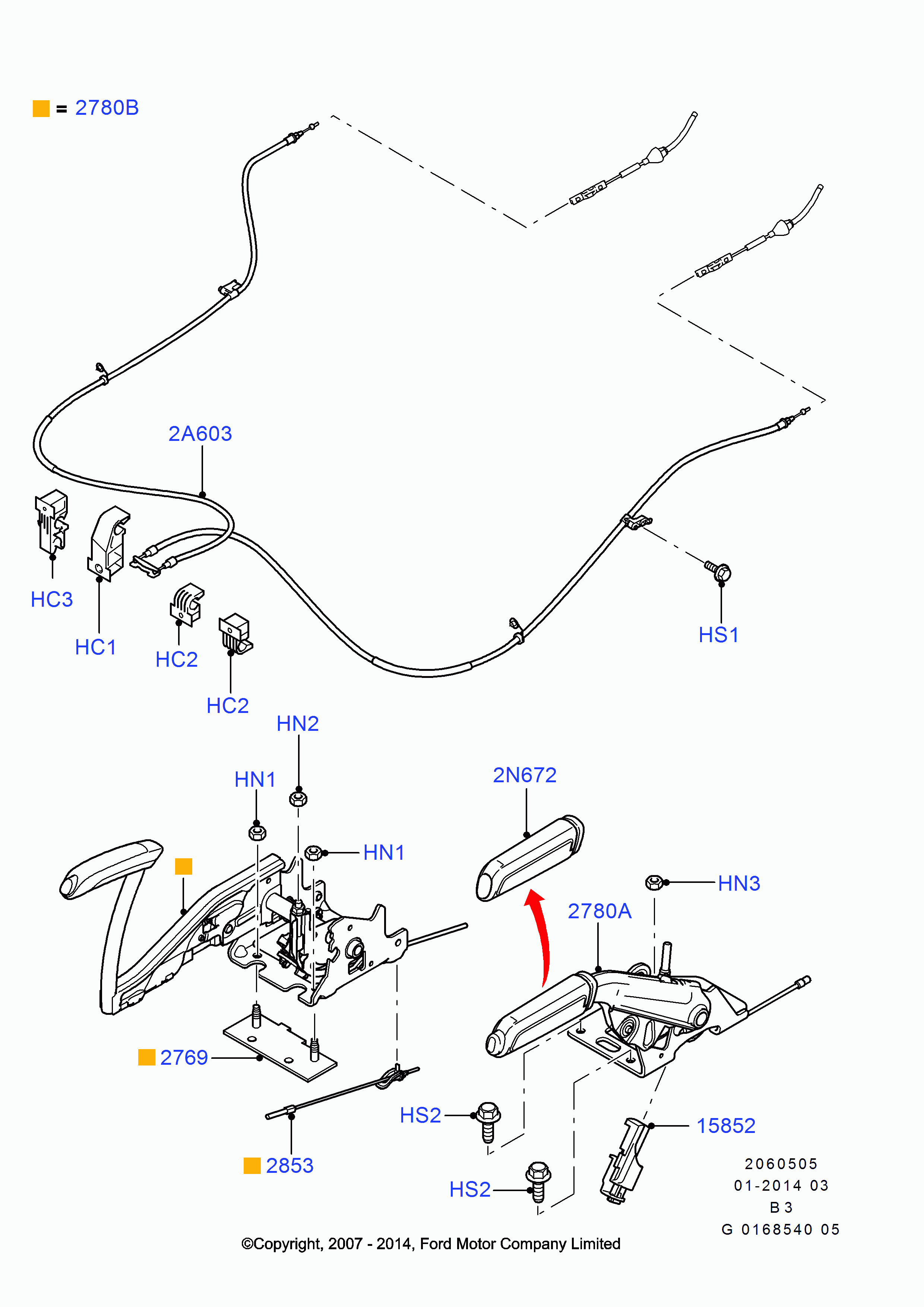 FORD 1676740 - Cavo comando, Freno stazionamento www.autoricambi360.it