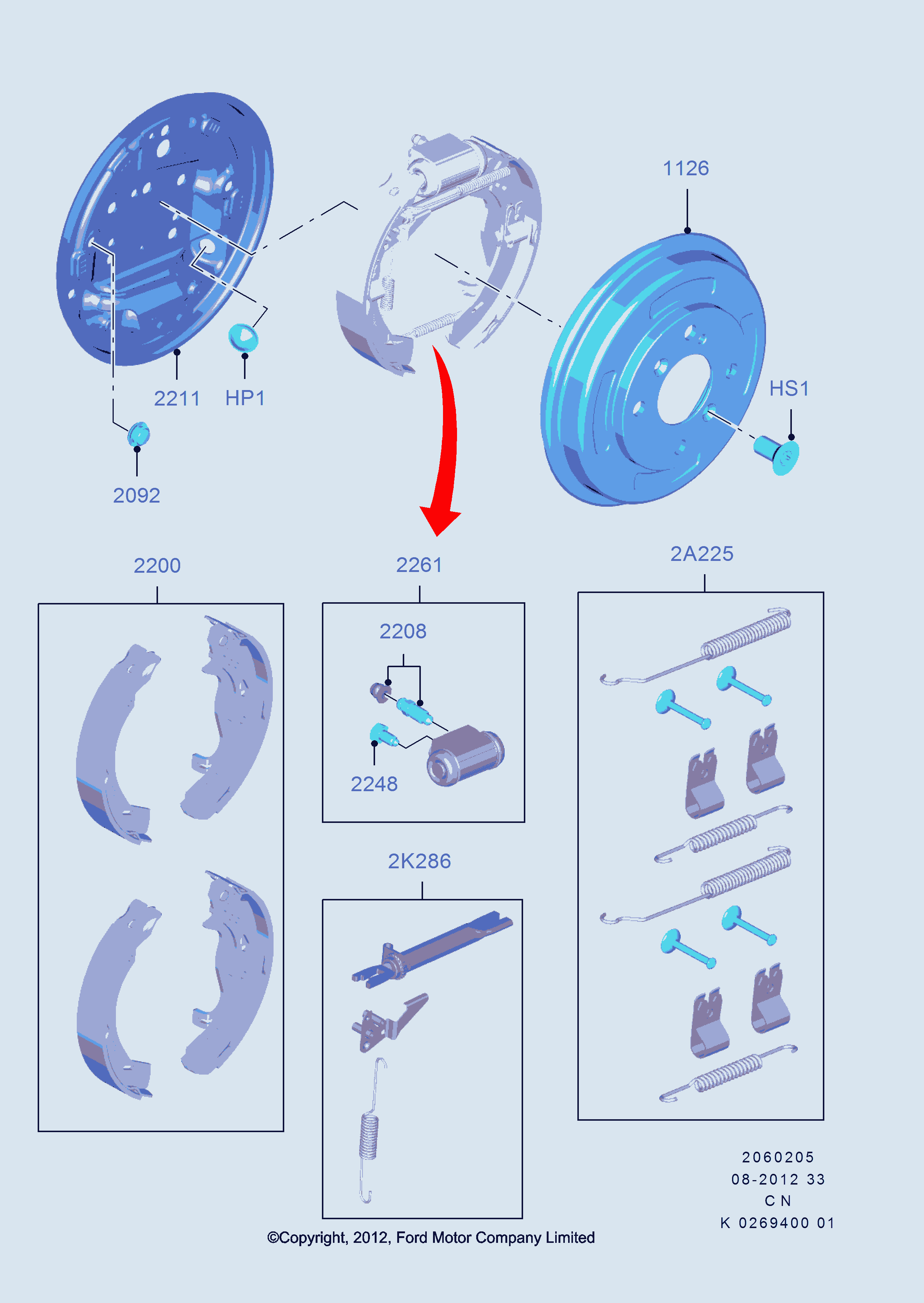 FORD 1802623 - Kit ganasce freno www.autoricambi360.it