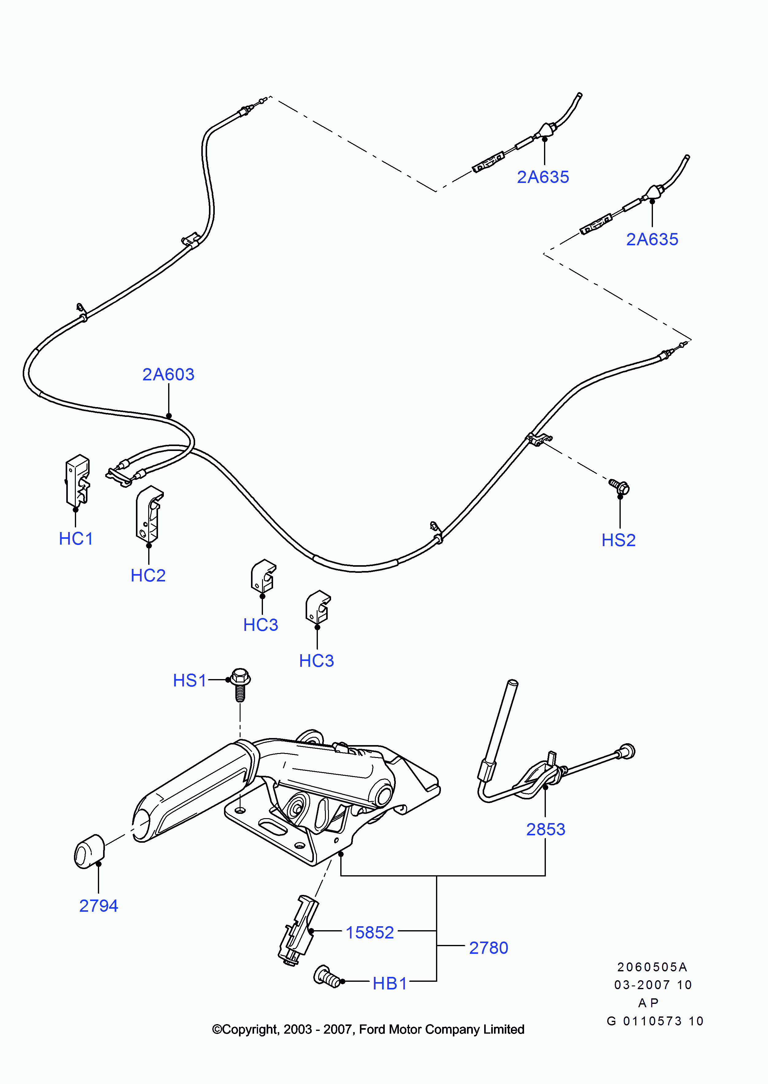 FORD 1707756 - Cavo comando, Freno stazionamento www.autoricambi360.it