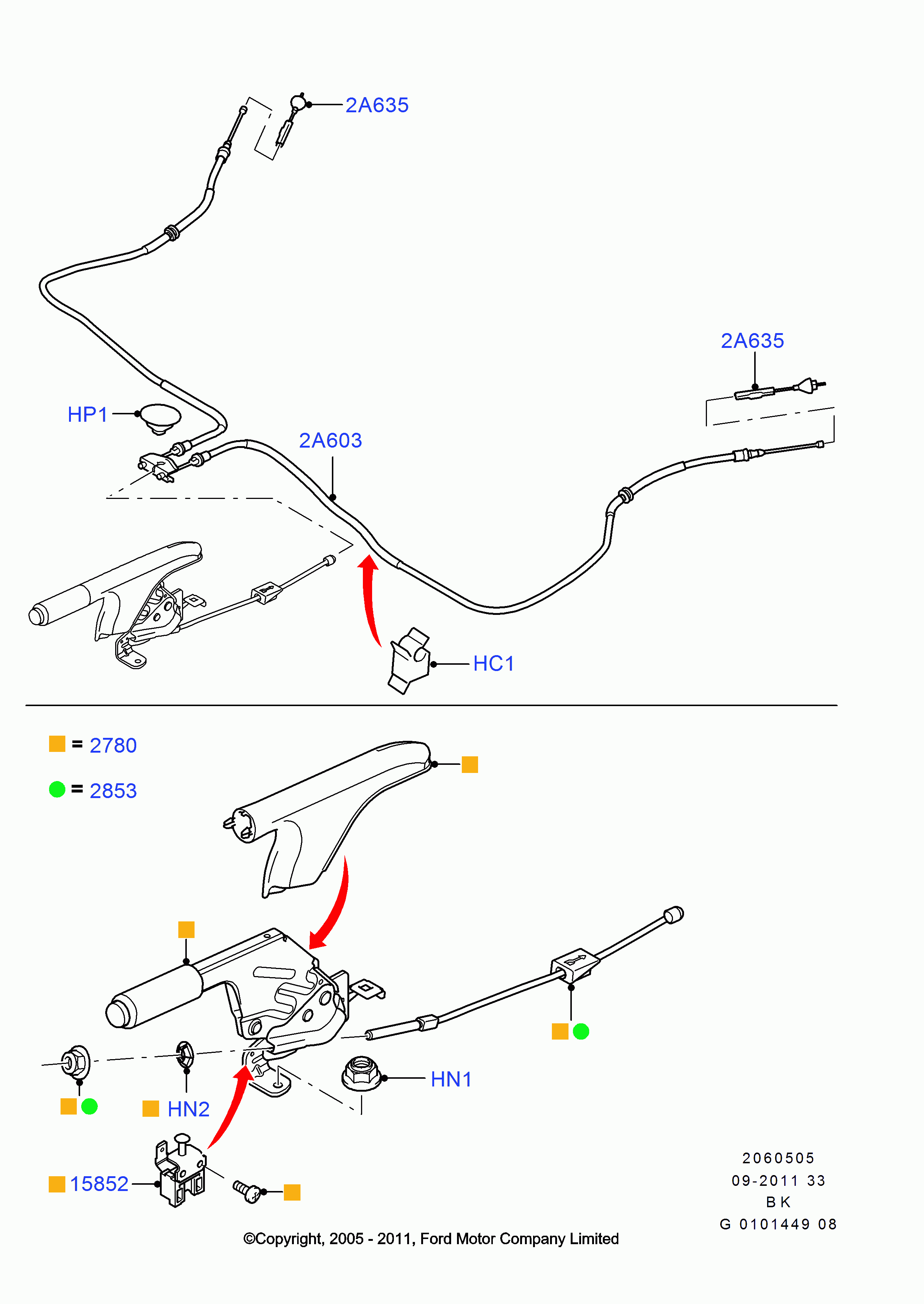 FORD 1335046 - Cavo comando, Freno stazionamento www.autoricambi360.it